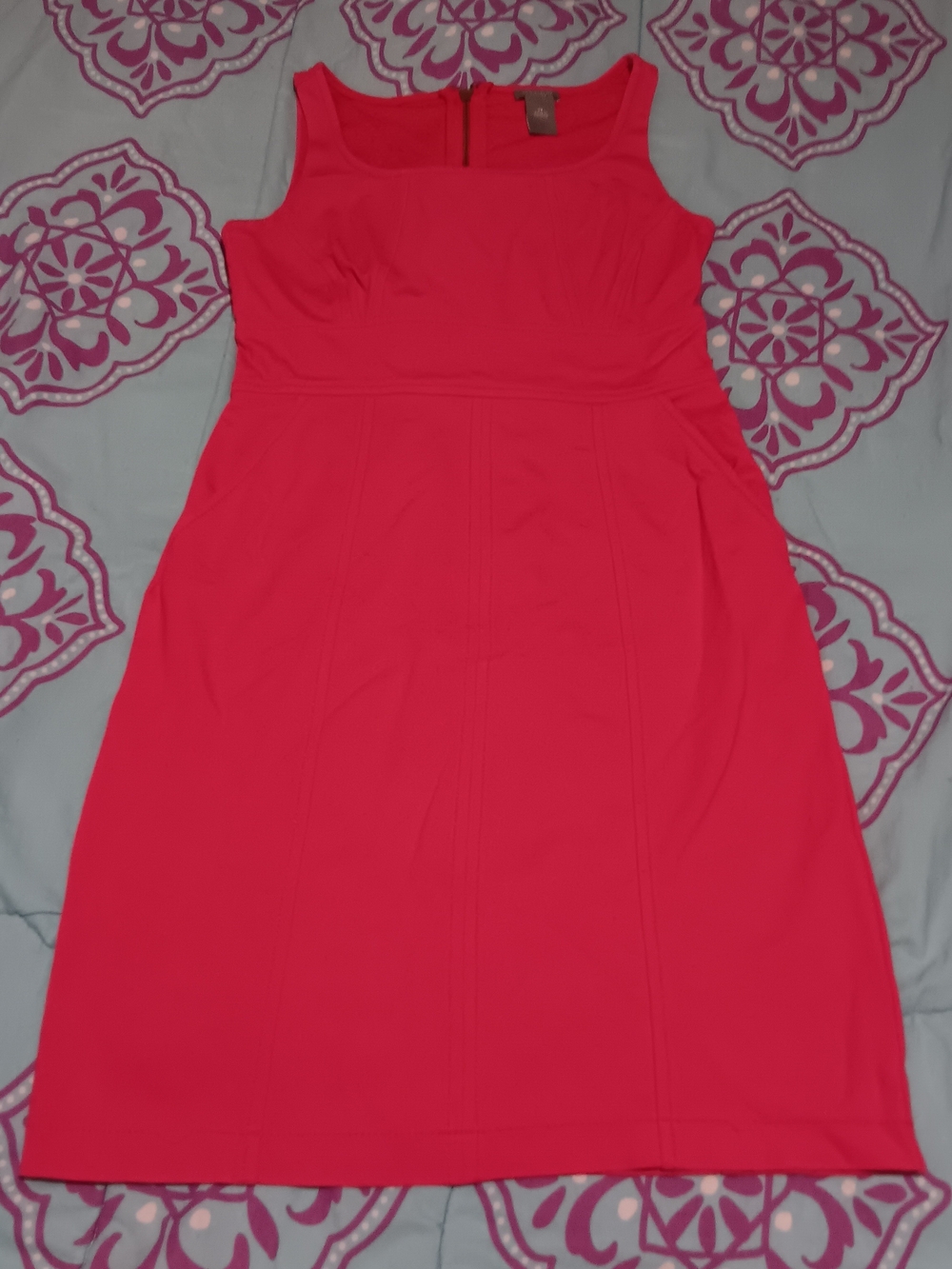 Ann Taylor 🍑 Sleeveless Fitted Hot Pink Midi Sheath Dress